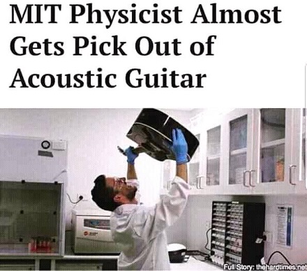 Almost gets pick out of the guitar