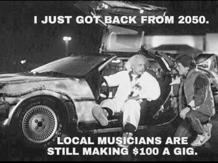 Just got back from 2050. Local musicians still making $100 a gig!